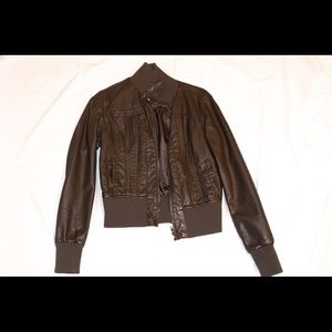 Faux leather bomber  jacket